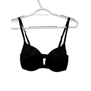 Victorias‎ Secret PINK black push up plunge bra womens 32D comfort coquette
